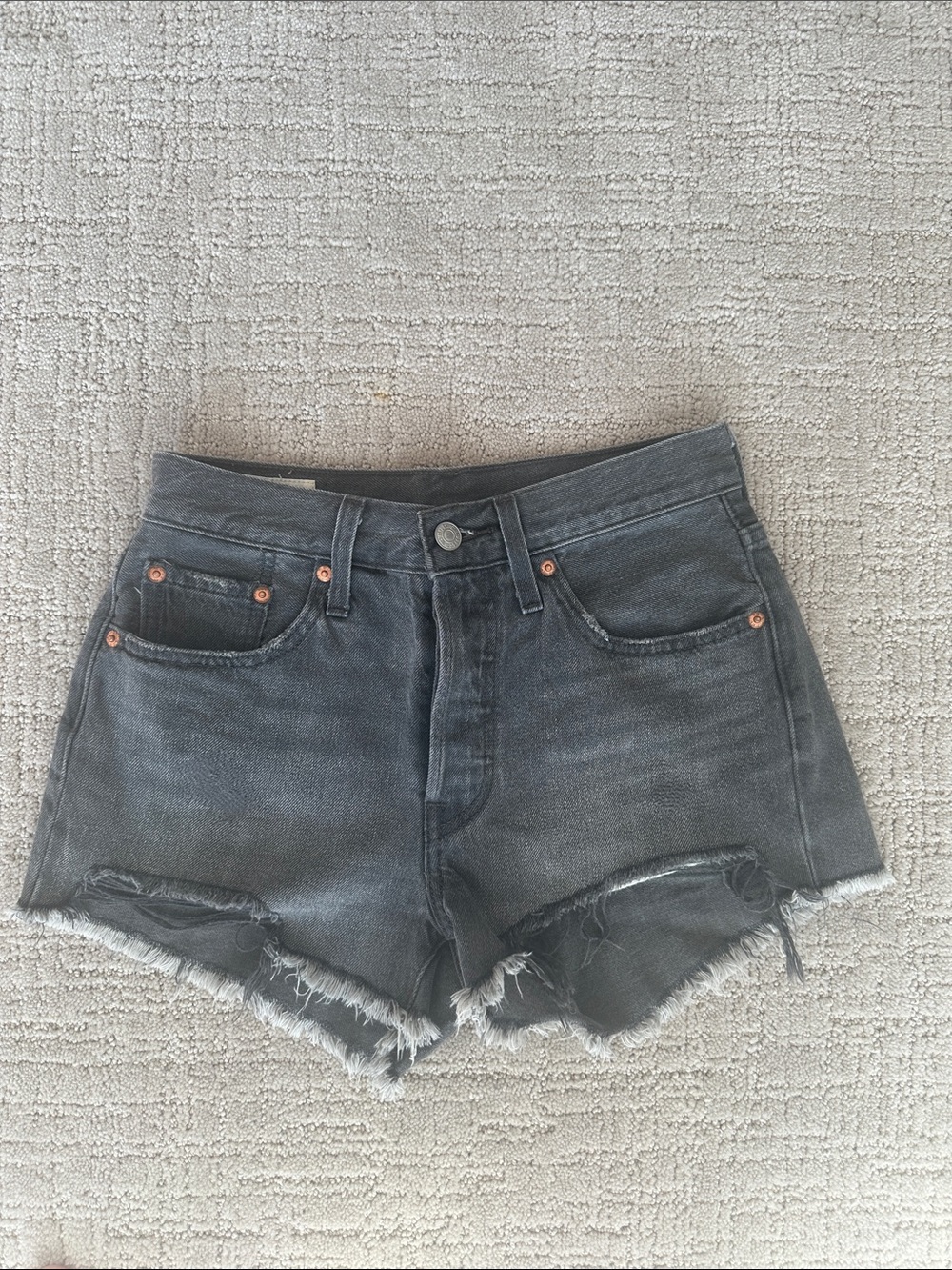 Levi's Washed Black Cutoff Denim Shorts